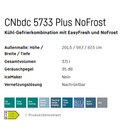 LIEBHERR利勃海尔CNbdc 5733 Plus 无霜双门独立式冰箱